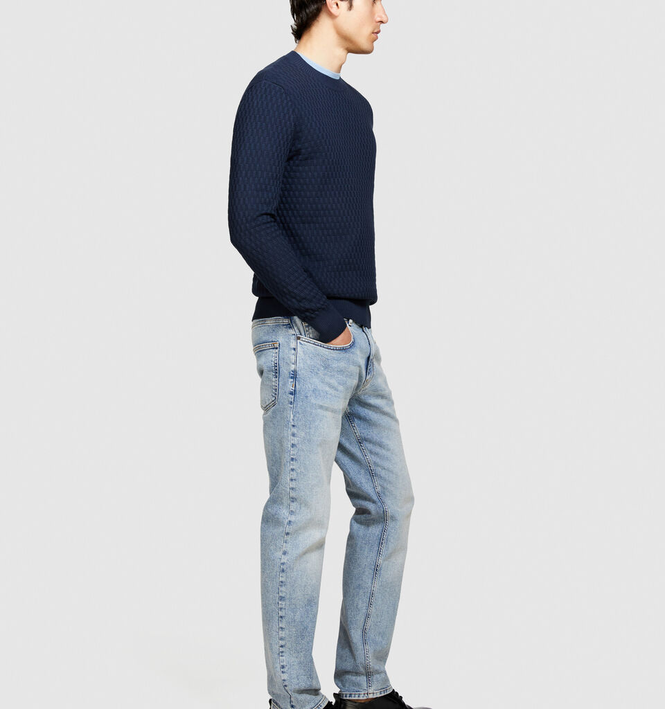 Solid colored sweater - men's crew neck sweaters - Dark Blue | Sisley image number 2
